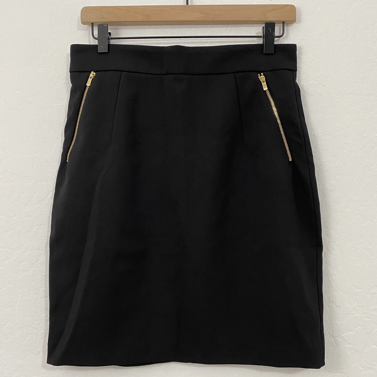 Black pencil skirt clearance with gold zip
