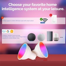 MOES Smart Matter WiFi GU10 LED Light Bulbs CW&RGB Dimmable 5W Voice APP Control — image 2