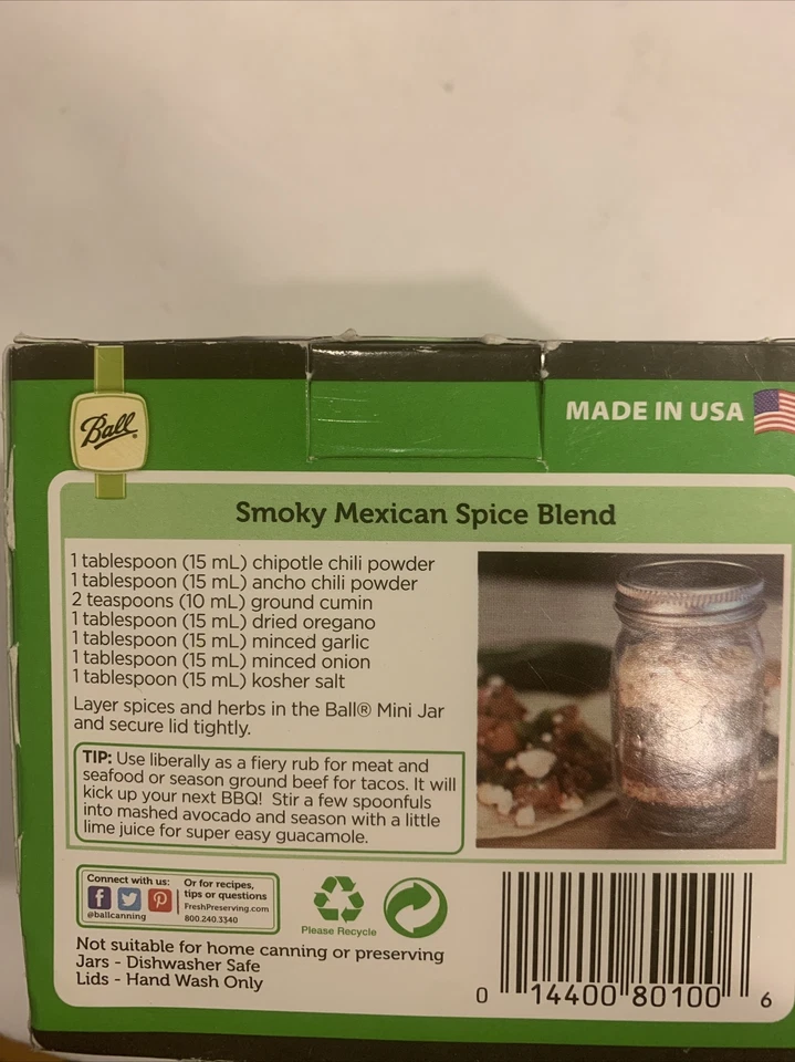 Mini tarro de almacenamiento bucal Ball de 4 oz. Paquete de 4 perfectos para fiestas de hierbas y especias Foto 3 de 4