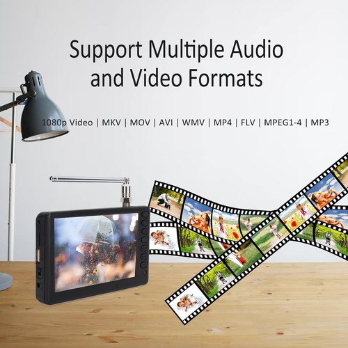 ATSC HD Mini TV - 5 Inch Rechargeable TV with USB Support & Remote Control - Picture 7 of 11