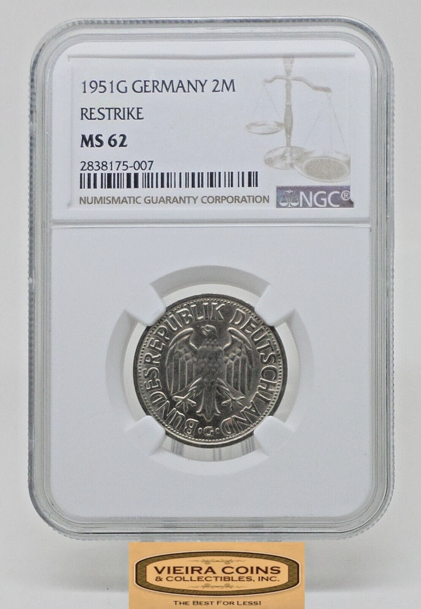 1951-G Germany Restrike 2 Mark NGC MS 62 - #CONS28074 | eBay