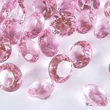 Acrylic Diamond Fake Gems Vase Filler, 240pcs 3/4 Inch Faux Diamonds Pink