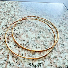 Smooth Circle Hoop Earrings Gold Tone Classic Boho