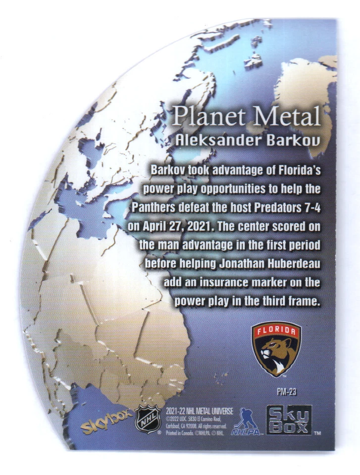 2021-22 UD Skybox Metal Universe Planet Metal Red #PM-23 Aleksander Barkov /199 - Image 2 of 2