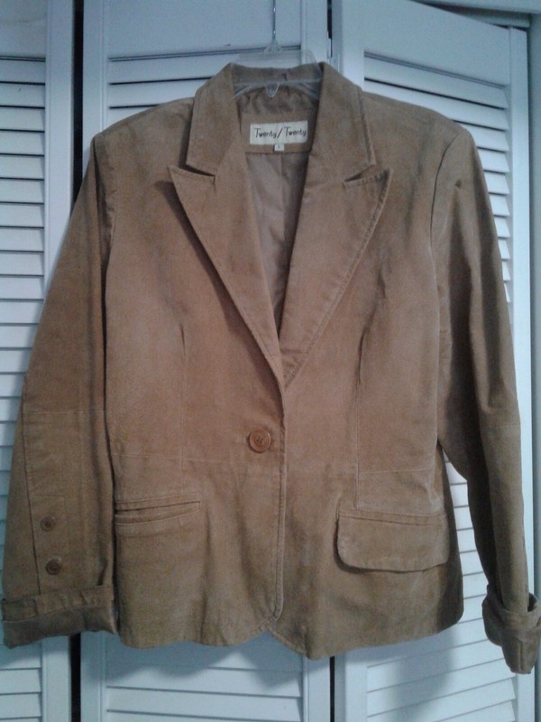 Twenty/Twenty Tan Suede leather fitted Jacket One Button sz L