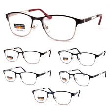 Rectangle Metal Half Rim Spring Hinge 3 Multi-Focal Progressive Reading Glasses