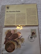 30 WWF Münze Brief Mauritius Taube Tiere fauna Flora Medaille Gefährdete Arten