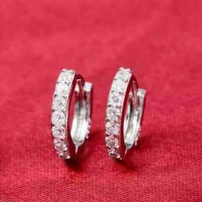 2.50Ct Round Cut Lab-Created Diamond Huggie Hoop Earrings 14k White Gold Plated