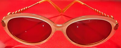 VINTAGE St John GOLD OVAL LUCITE Sunglasses with Metal 