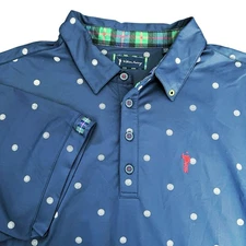 WILLIAM MURRAY Men's Performance Polo Golf Shirt Large Blue White Stretch Casual