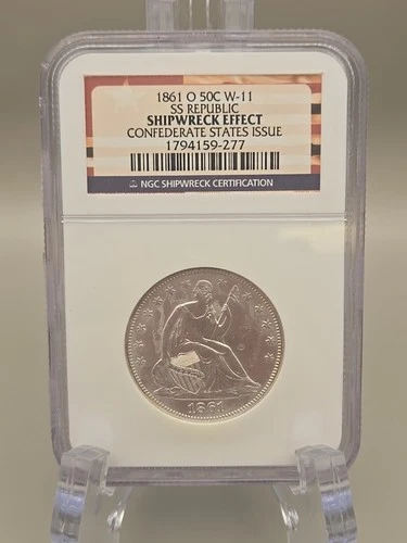1861-O CSA Seated Liberty Confederate Half Dollar SS Republic W-11 NGC UNC 50C