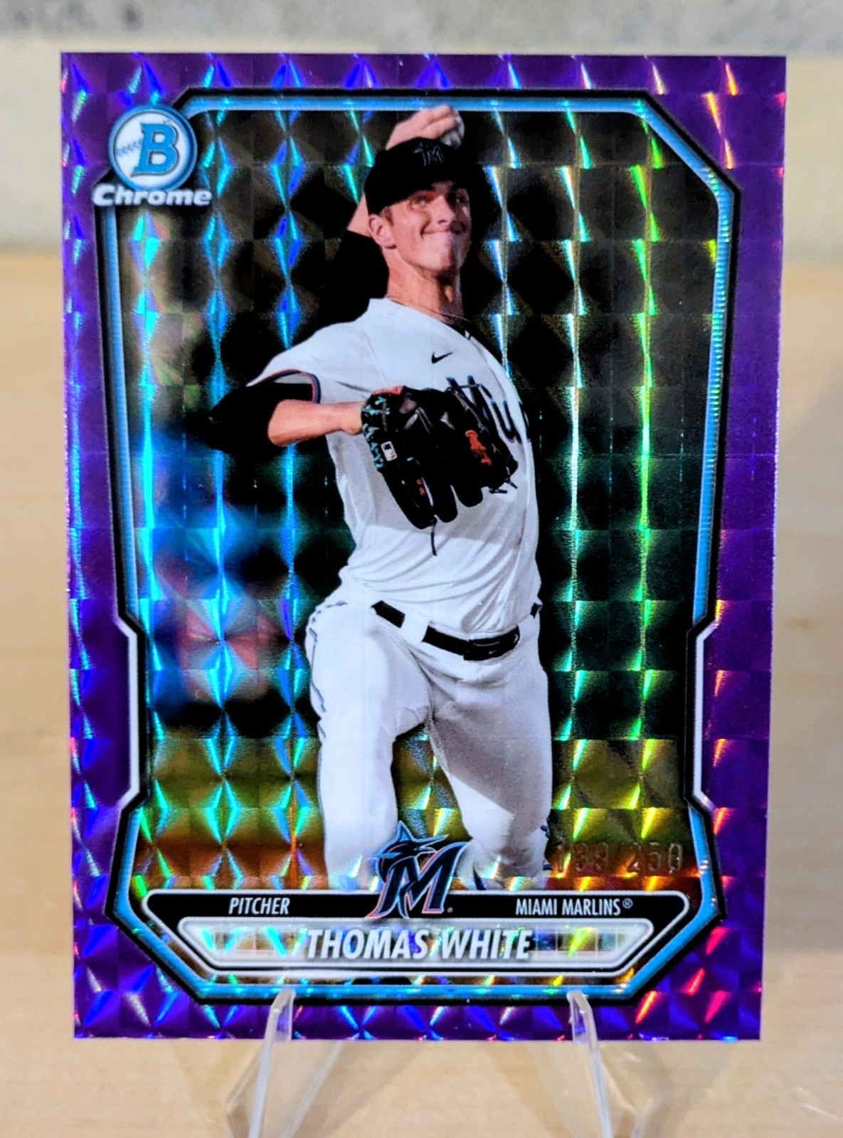 2026 Bowman - Chrome Prospects Thomas White #BCP-80 Purple Geometric /250 (RC)
