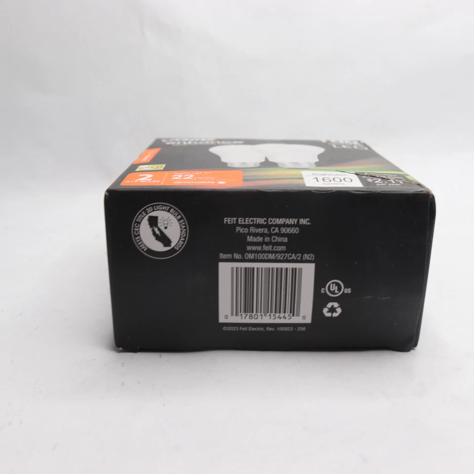 (2-Pk) Feit Electric  LED Light Bulb Dimmable 2700K Soft White A19 100W Eqv - Image 2 of 4