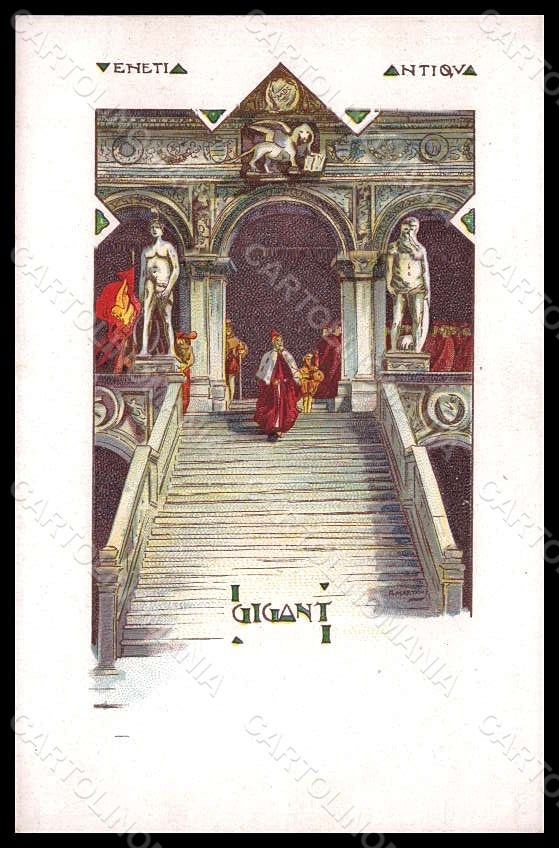 Artista Firmato Martini Venetia Antiqua Venezia Art Nouveau I Giganti pc VK7798