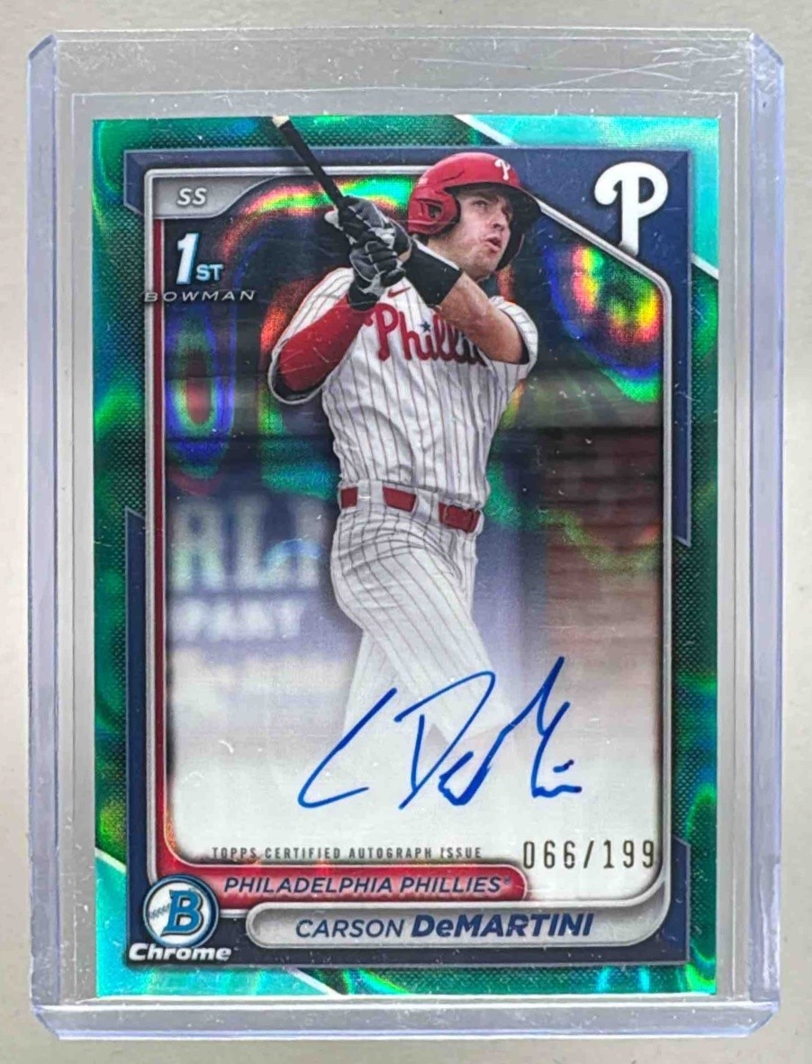 Carson DeMartini 2024 Bowman Chrome Draft Aqua Lava Refractor Auto 1st RC /199