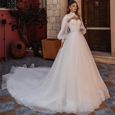 Luxury Puff Sleeve A-line Wedding Dress for Bride Princess Lace Tulle Sweetheart