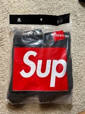 Supreme x Hanes Socks Black 4 Pack Crew Cushioned Size 6-12 New 2026