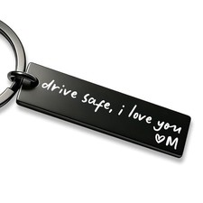 Drive Safe I Love You Keychain A Z Initial Engraved Key Ring Personalized M