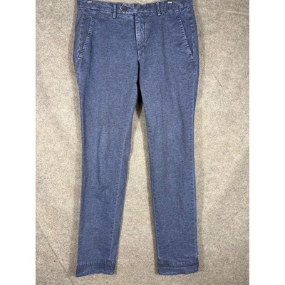 Michael Coal Italy MC-MARLON Blue Herringbone Regular Fit Trousers Mens 32x32
