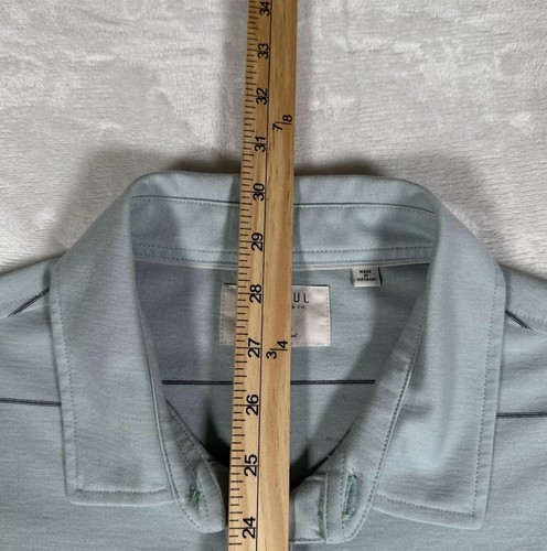 Linksoul Polo Shirt Men Size M Blue Striped Tempus Fugit 100% Luxury Cotton EUC - Picture 5 of 7
