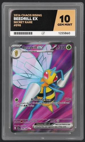 Beedrill Ex Secret Rare 098, Chaos Rising - Ace Graded 10