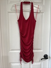 Fashion Nova Women's/Juniors Small Mini Ruched Halter Dress Red NWT