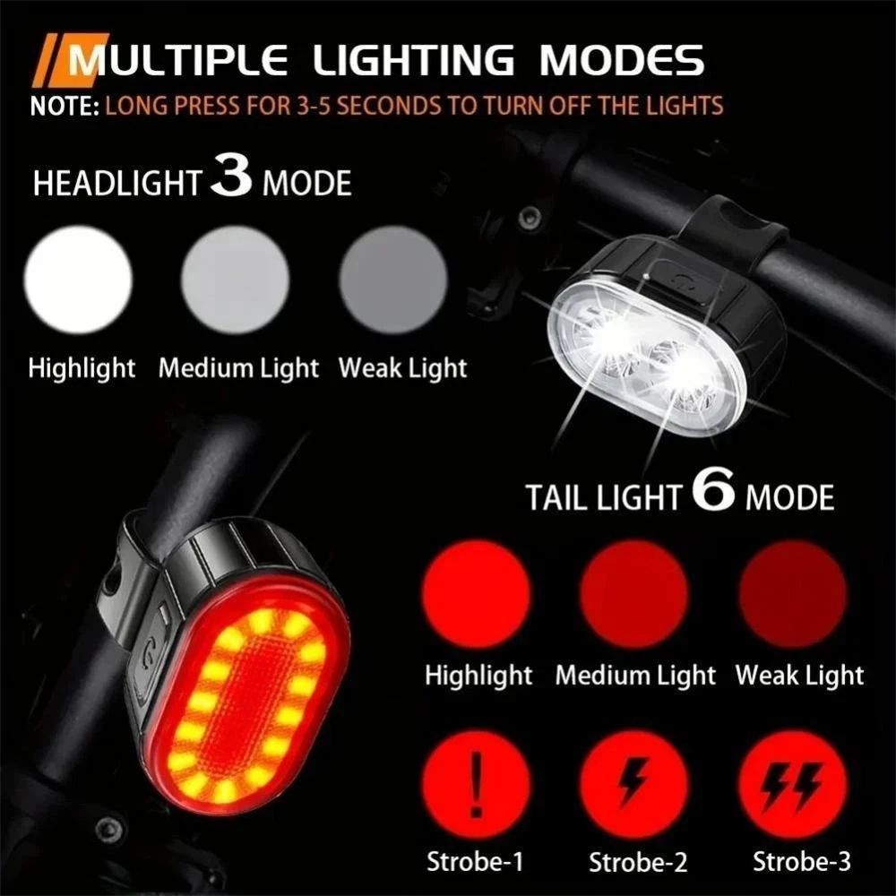 Mountain Bike Lights USB Rechargeable Bicycle LED Torch Front Rear + Lamp Set AU