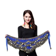 Women Belly Dance Costume Hip Scarf Accessories Belt Skirt Coins Silk Scarf