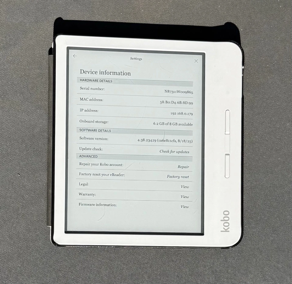 Lector electrónico Kobo Libra H2O N873 8 GB, Wi-Fi, 7 pulgadas, resistente al agua, blanco Foto 2 de 4