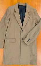Ami Paris Alexandre Mattiussi Men's Camel Classic 2 Button Overcoat Size 48