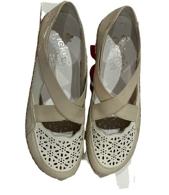 Rieker Shoes Women Size 40 Anti-Stress Cindy 53 Perle/off white W/Elastic Strap