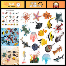 21Pcs Sea Animal Toy Figures Set - Plastic Marine Creatures for Kids Party Favor