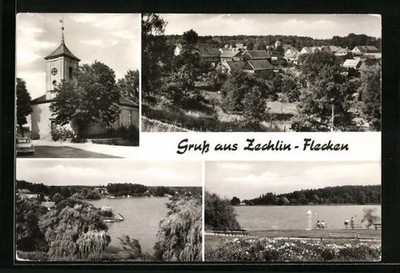 Flecken Zechlin, Schwarzer See, Park am See, postcard