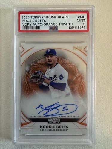 Mookie Betts [Orange Trim Refractor] #IVA-MB 2025 Topps Chrome Black Ivory Autograph card