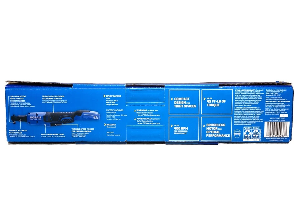 Kobalt 24V 3/8" Brushless Cordless Ratchet Wrench Tool Only KRW-224B-03   - Image 2 of 4