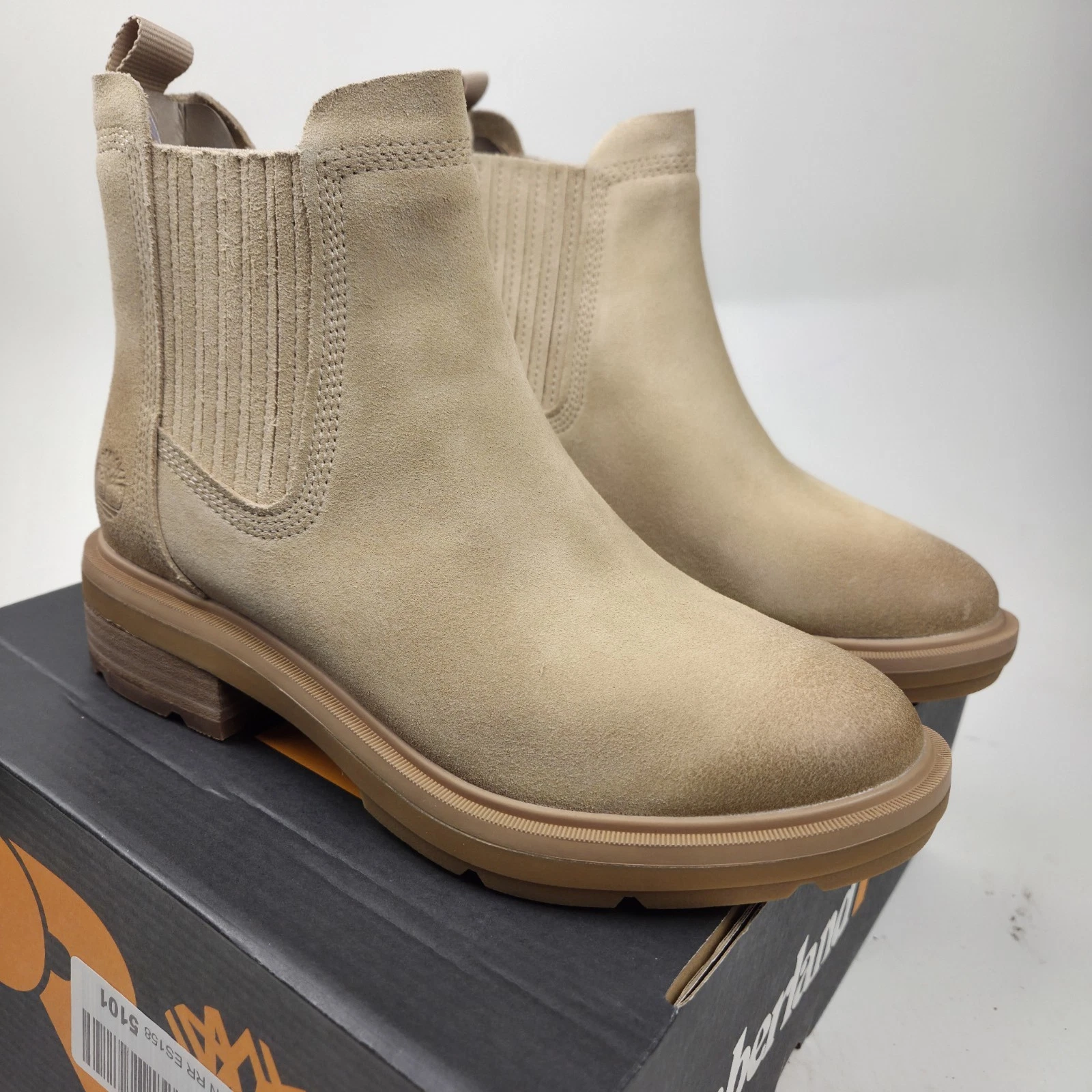 Stivali Timberland Brimfield Mid Chelsea beige chiaro scamosciati donna taglia 6 5