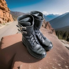 Vintage Gaerne Black Leather Double Buckle Military Motorcycle Combat Army Boots
