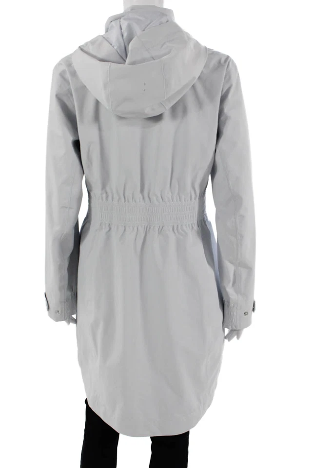 Impermeable Athleta Mujer Gris Botón Cuello Alto Talla Pequeña S Foto 3 de 4
