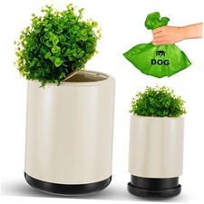 Dog Poop Trash Can Outside 13 L/ 3. 4 Gal Dog Waste Trash Can with Lid, White