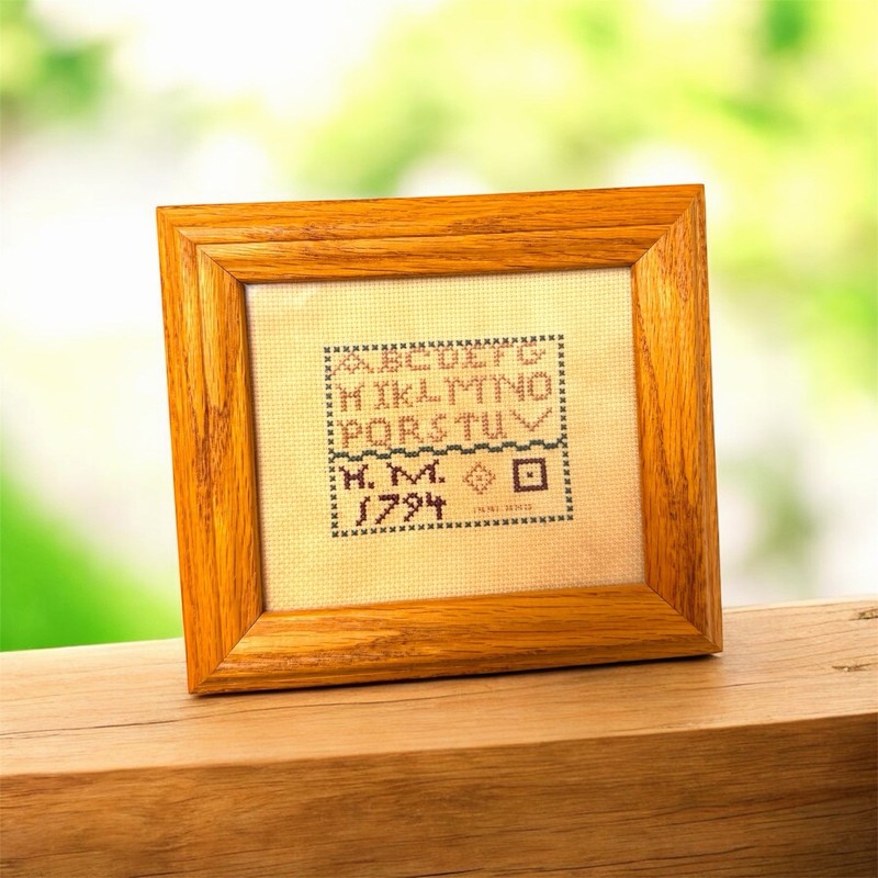 Antique framed cross-stitch sampler dated "1794" - Collectors Item