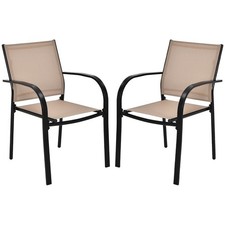 2 Pcs Outdoor Dining Chairs Garden Stackable Chairs Patio Bistro Chairs