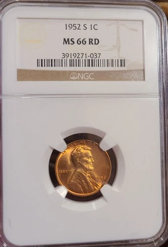1952-S Lincoln Wheat Cent NGC MS66 RD