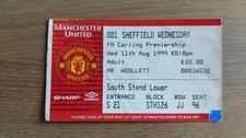 Ticket 1999 Manchester United vs. Sheffield Wednesday Premier League  34453