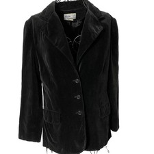 Vintage Brooks Additions Black Velvet Single Breasted Blazer 1980s Junior Size 9