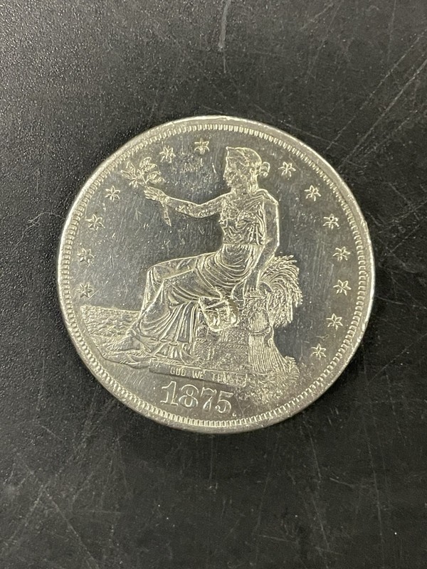1875 CC TRADE DOLLAR CHOP MARKED BU