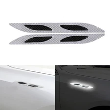 Pair Reflective Car Door Trunk Bumper Corner Body Side Vent Strips Sticker White