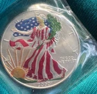 2000 WALKING LIBERTY AMERICAN EAGLE, 1 OZ FINE SILVER COLORIZED .999 FINE SILVER