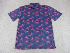 Ariat Polo Shirt Mens Small Blue Pink Tek Heat Series Floral Performance