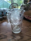 vintage jeanette Glass Clear Tomato Vine Juice Pitcher Rectangular Handle