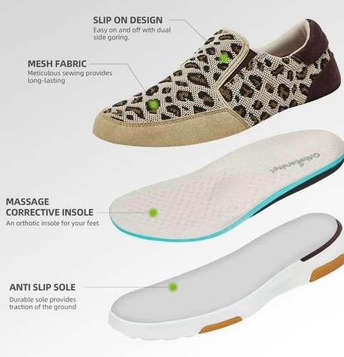 OrthoComfoot Women Elastic Lace Arch Support Plantar Fasciitis Walking Shoes-9.5 - Picture 4 of 7